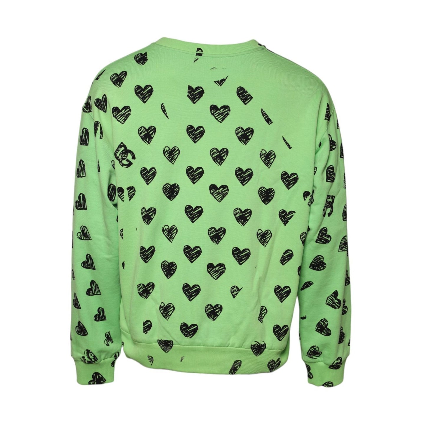 Dolce & Gabbana Green Heart Print Crew Neck Pullover Sweater TSH90296-52