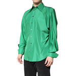 Dolce & Gabbana Green Silk Satin Long Sleeves Casual Shirt TSH90180-40