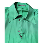 Dolce & Gabbana Green Silk Satin Long Sleeves Casual Shirt TSH90180-40