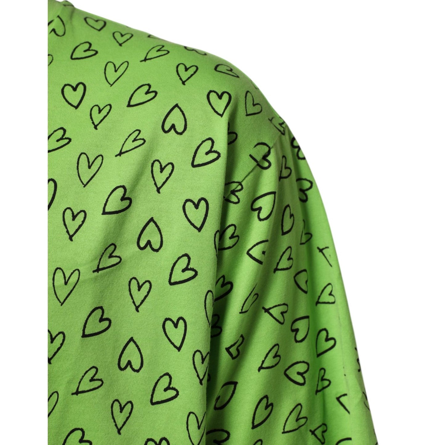 Dolce & Gabbana Green V-Neck DG Logo Heart Print T-shirt TSH90340-52