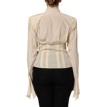 Dolce & Gabbana Light Yellow Silk Ascot Collared Blouse Top TSH906997-42