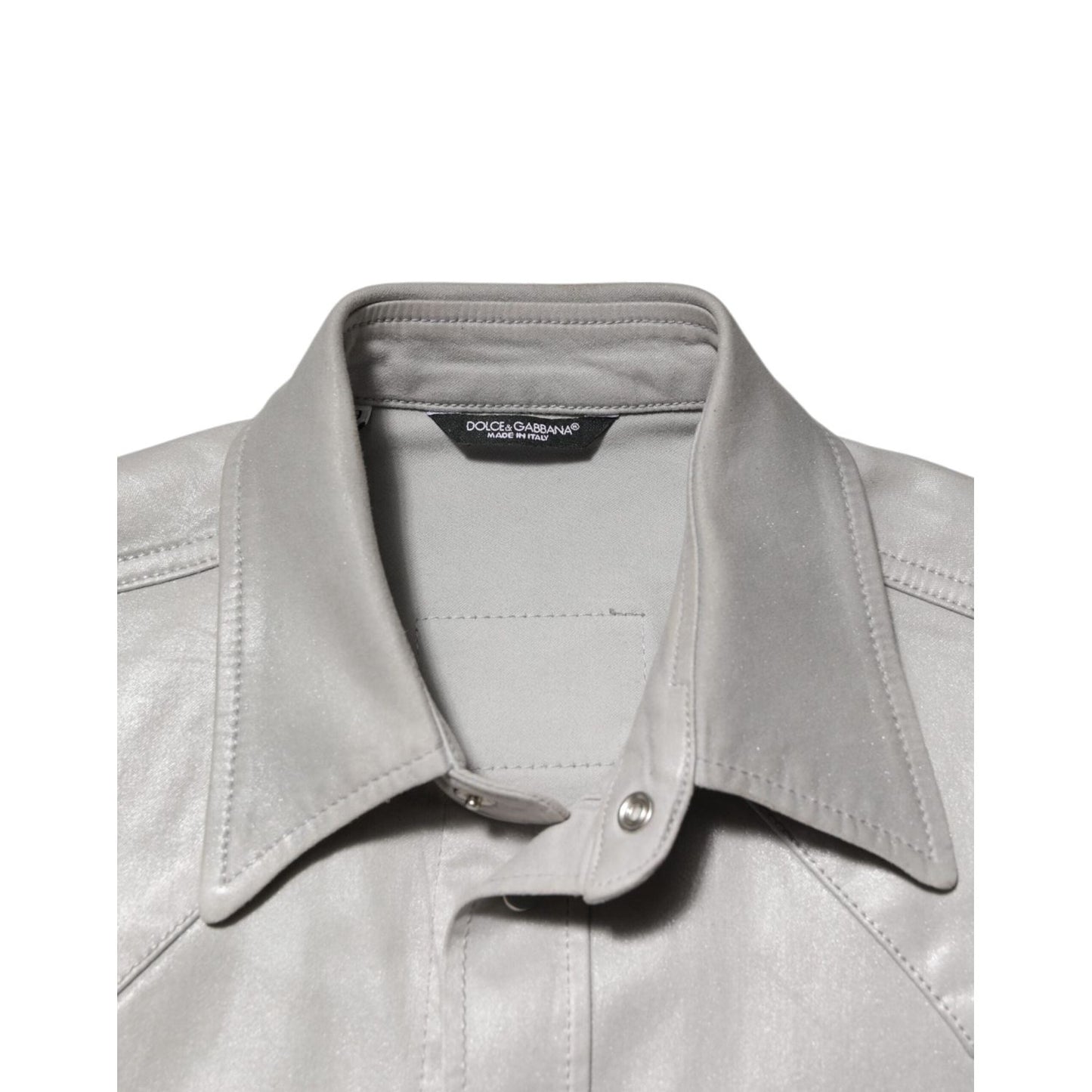Dolce & Gabbana Metallic Gray Cotton Button Down Men Shirt TSH90790-39