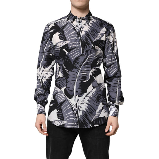 Dolce & Gabbana Multicolor GOLD Cotton Banana Leaf Print Shirt