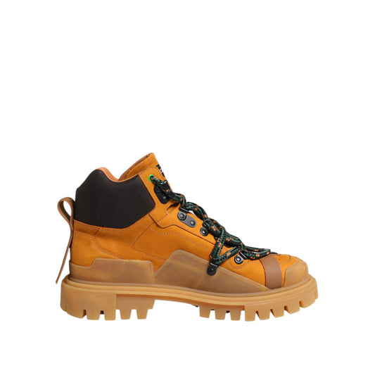 Dolce & Gabbana Orange Lace Up Trekking Ankle Boots Shoes