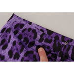 Dolce & Gabbana Purple Leopard Print Pencil Cut Mini Skirt SKI1863-40