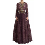 Dolce & Gabbana Purple Viscose Crystal A-Line Gown Dress DR28932-46