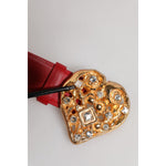 Dolce & Gabbana Red Calf Leather Embellished Metal Buckle Belt WMB521-75