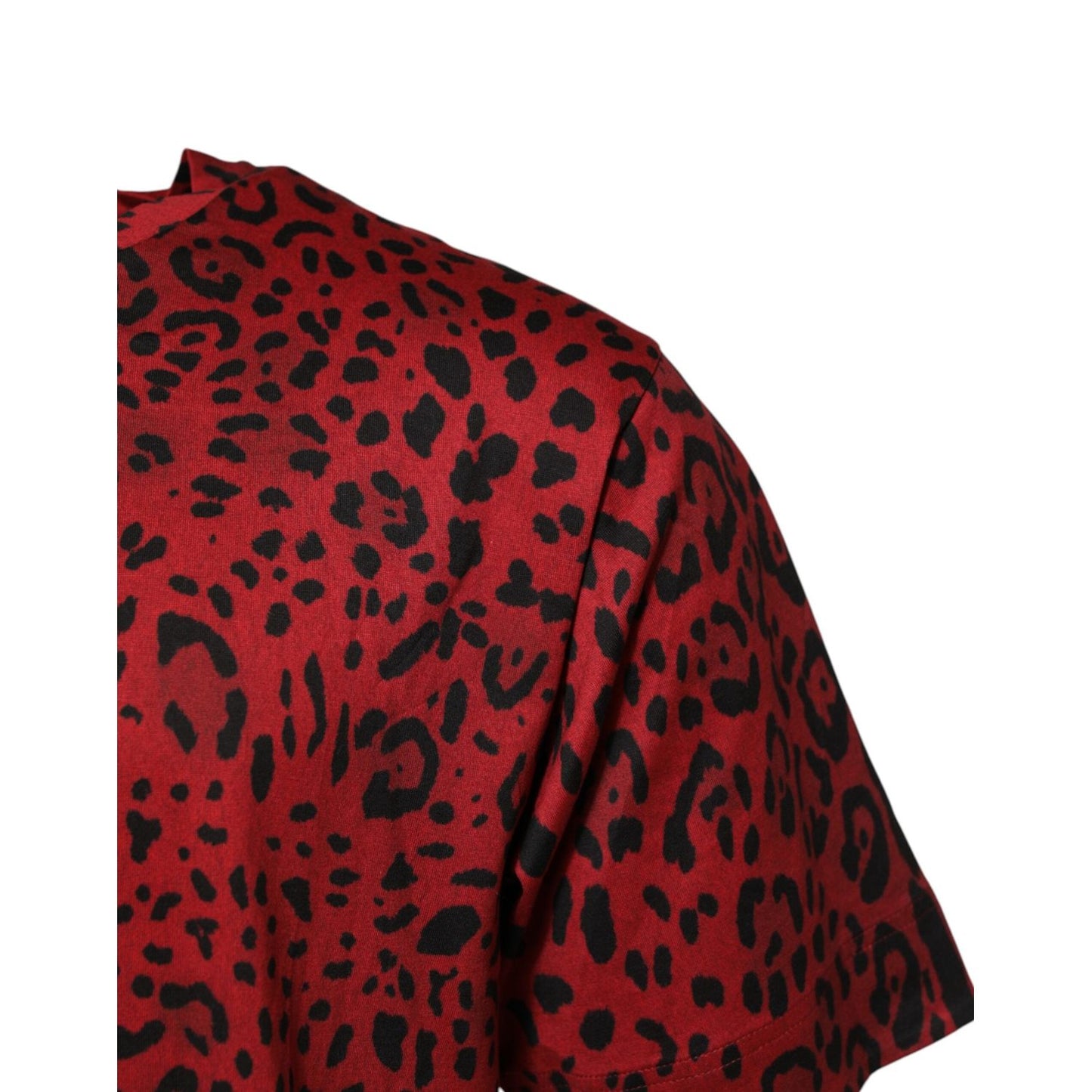 Dolce & Gabbana Red Cotton Leopard Short Sleeves T-shirt TSH906965-50