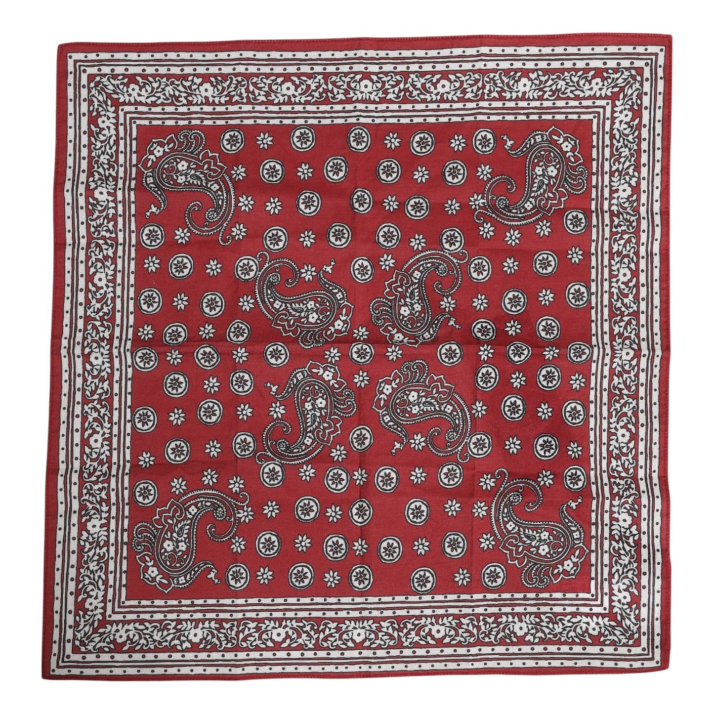 Dolce & Gabbana Red Floral Cotton Square Foulard Scarf MS7541
