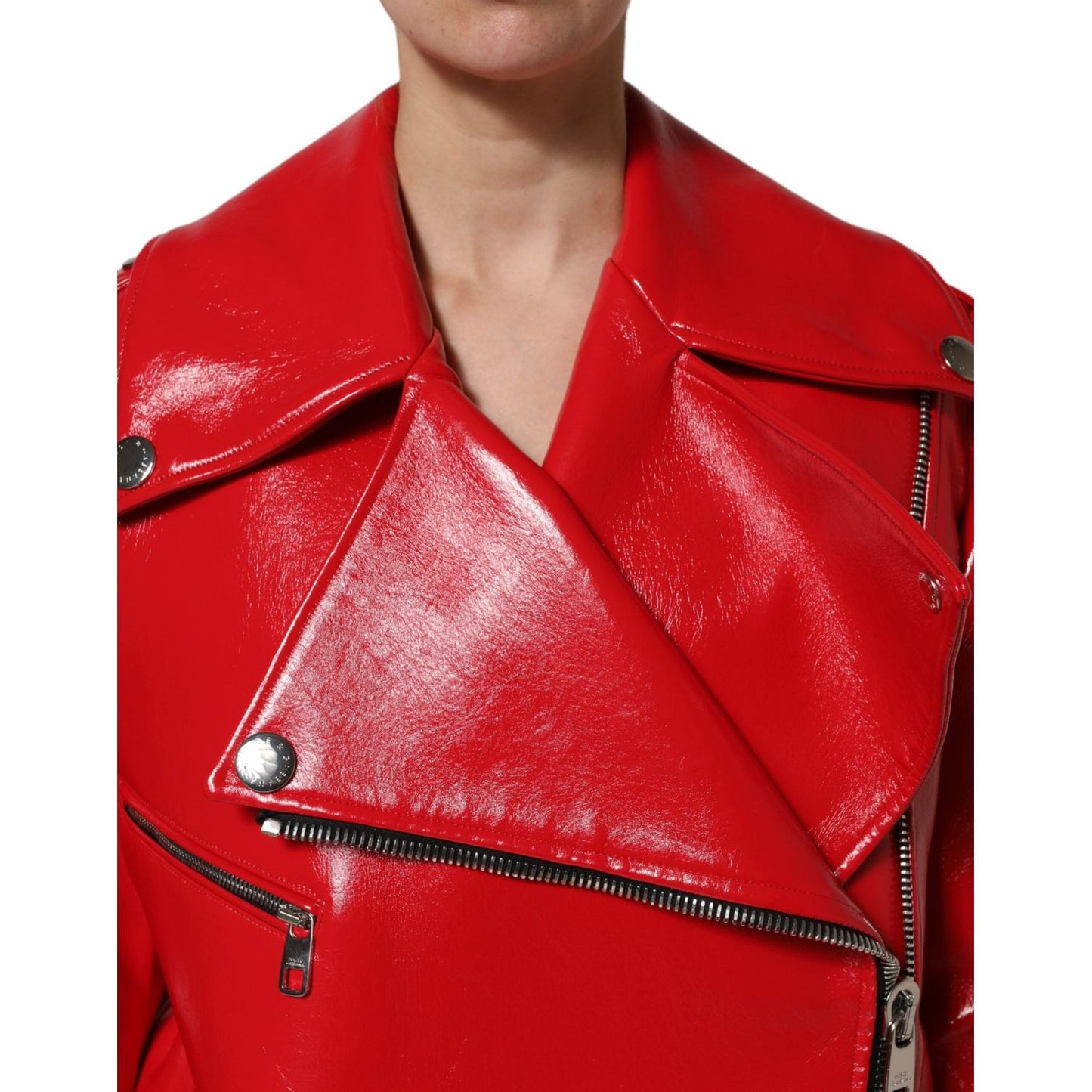 Dolce & Gabbana Red Lambskin Full Zipper Jacket JKT41465