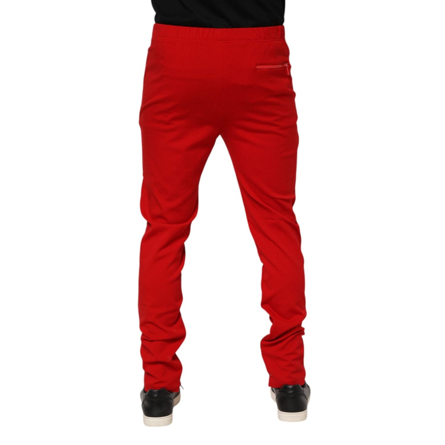 Dolce & Gabbana Red Viscose Logo Jogger Men Sweatpants Pants