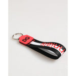 Dolce & Gabbana Red White DG Logo Polyester Brass Holder Keychain Keyring SMY11322
