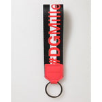 Dolce & Gabbana Red White DG Logo Polyester Brass Holder Keychain Keyring SMY11322