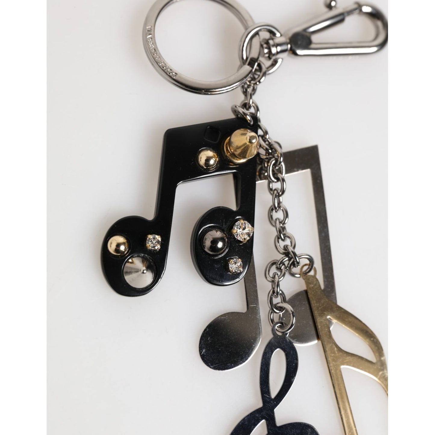 Dolce & Gabbana Silver Musical Note Key Holder Keychain Bag Charm Keyring SMY11026