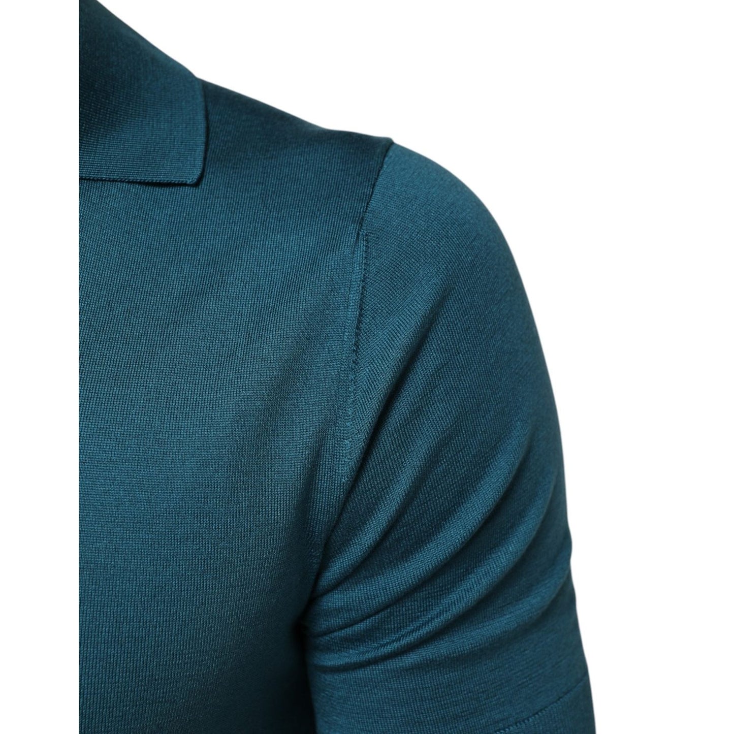 Dolce & Gabbana Teal Blue Silk Collar Short Sleeve Polo T-shirt TSH91071-46