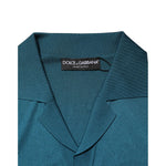 Dolce & Gabbana Teal Blue Silk Collar Short Sleeve Polo T-shirt TSH91071-46