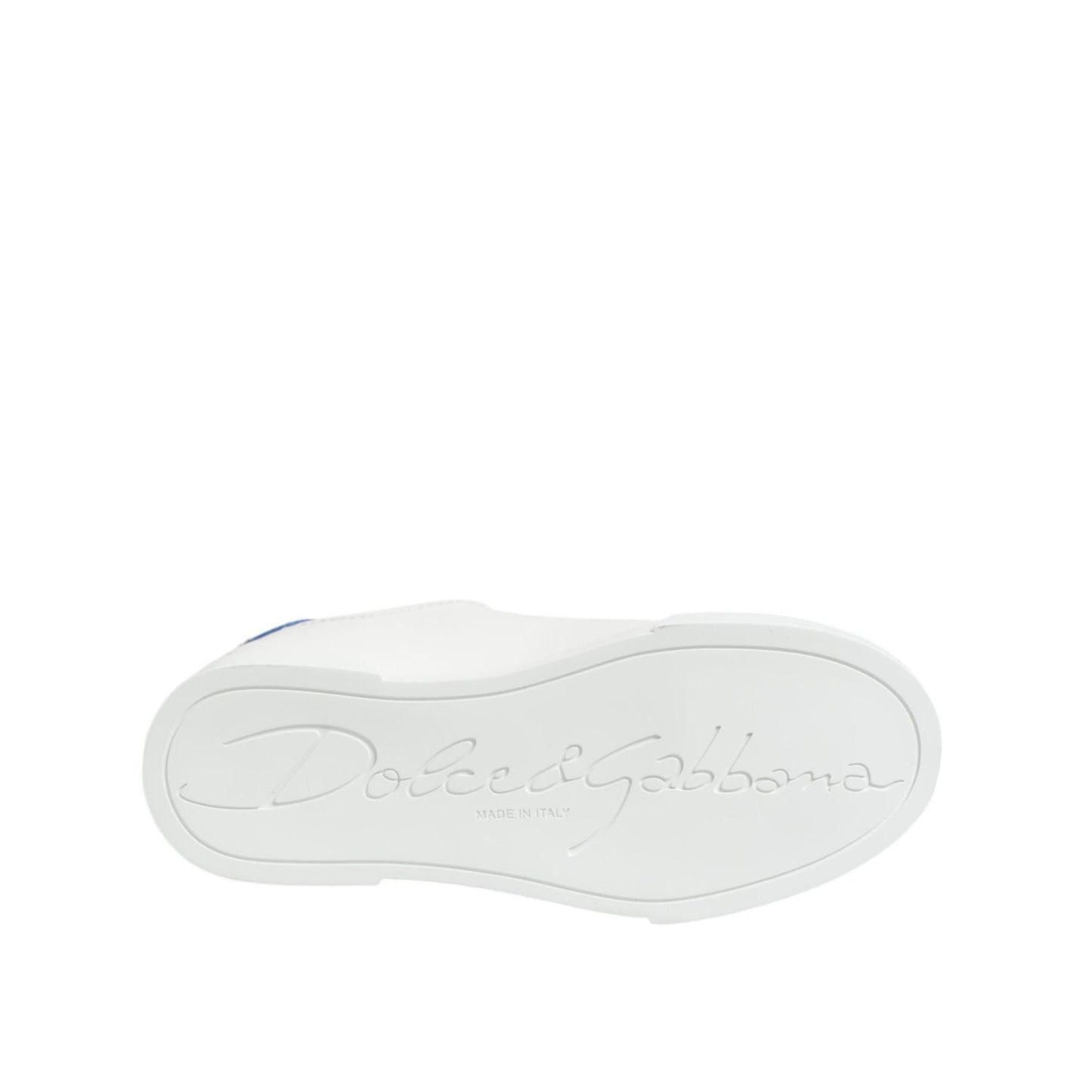 Dolce & Gabbana White Blue Leather Low Top Sneakers Shoes LA12900-35