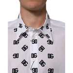 Dolce & Gabbana White Cotton Black DG Logo Long Sleeve Shirt TSH90809-45