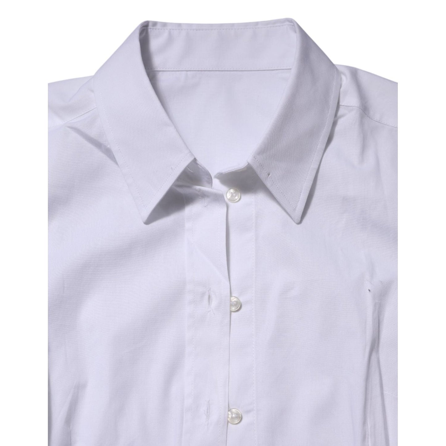 Dolce & Gabbana White Cotton Collared Long Sleeves Top Shirt TSH90567-40