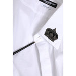 Dolce & Gabbana White Cotton Crown Collar GOLD Formal Shirt TSH91339-40