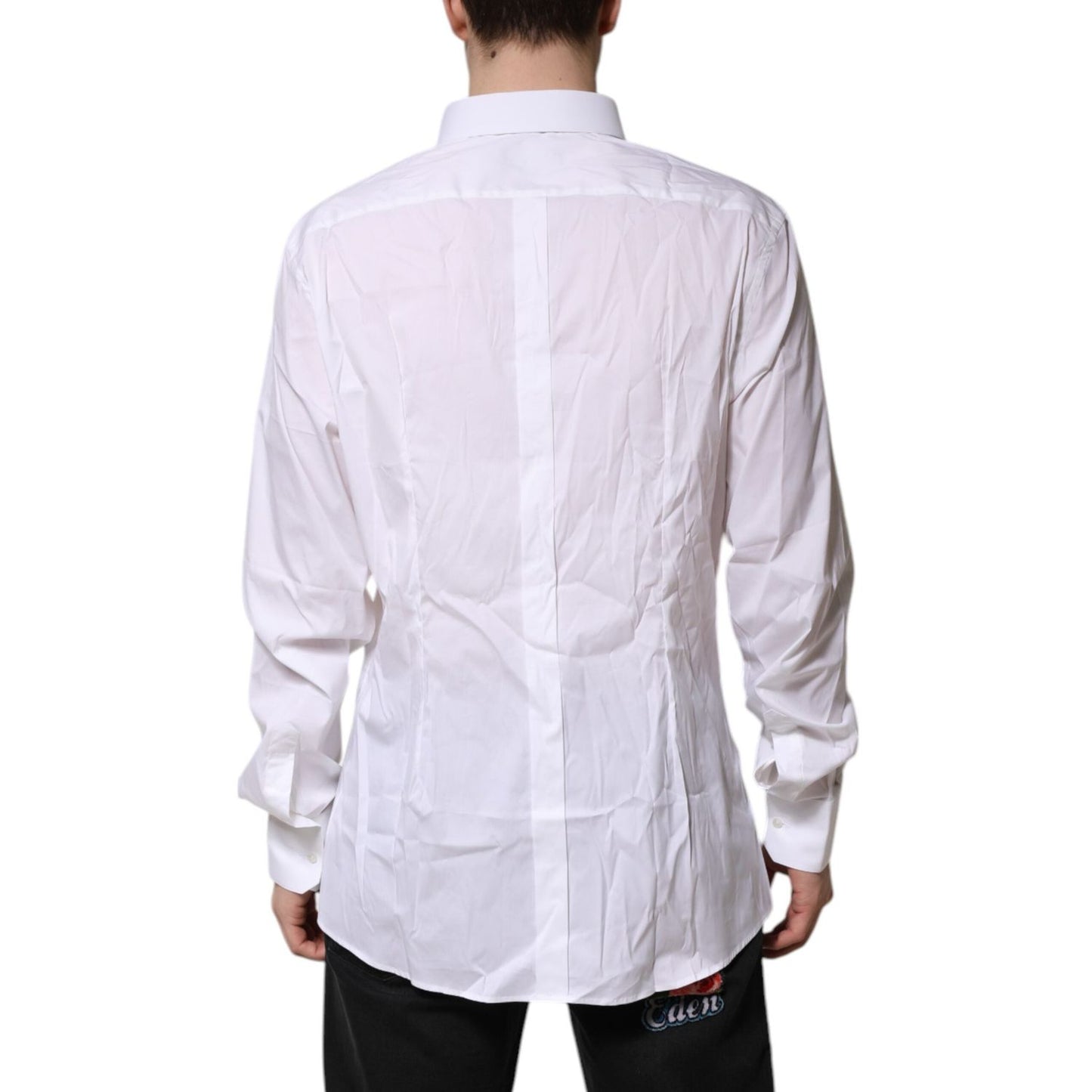 Dolce & Gabbana White Cotton GOLD Long Sleeves Formal Shirt TSH90579-39