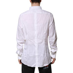 Dolce & Gabbana White Cotton GOLD Long Sleeves Formal Shirt TSH90579-39