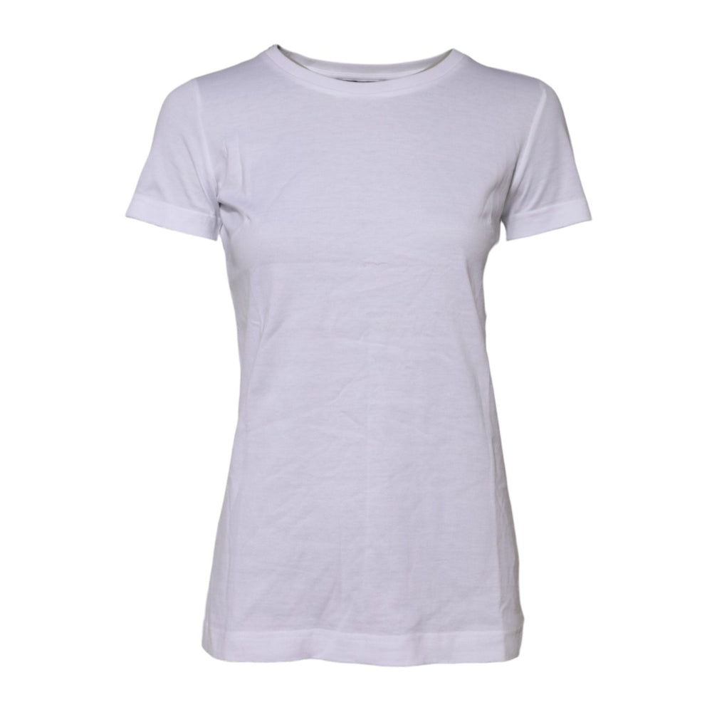 Dolce & Gabbana White Cotton Short Sleeves Round Neck T-shirt TSH90676-38