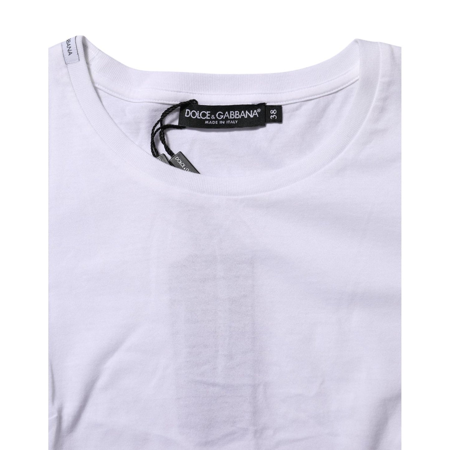 Dolce & Gabbana White Cotton Short Sleeves Round Neck T-shirt TSH90676-38