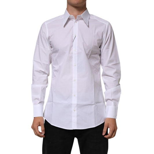 Dolce & Gabbana White Cotton Slim Fit Dress Formal Men Shirt