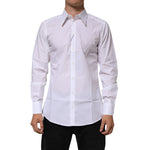 Dolce & Gabbana White Cotton Slim Fit Dress Formal Men Shirt TSH90816-40