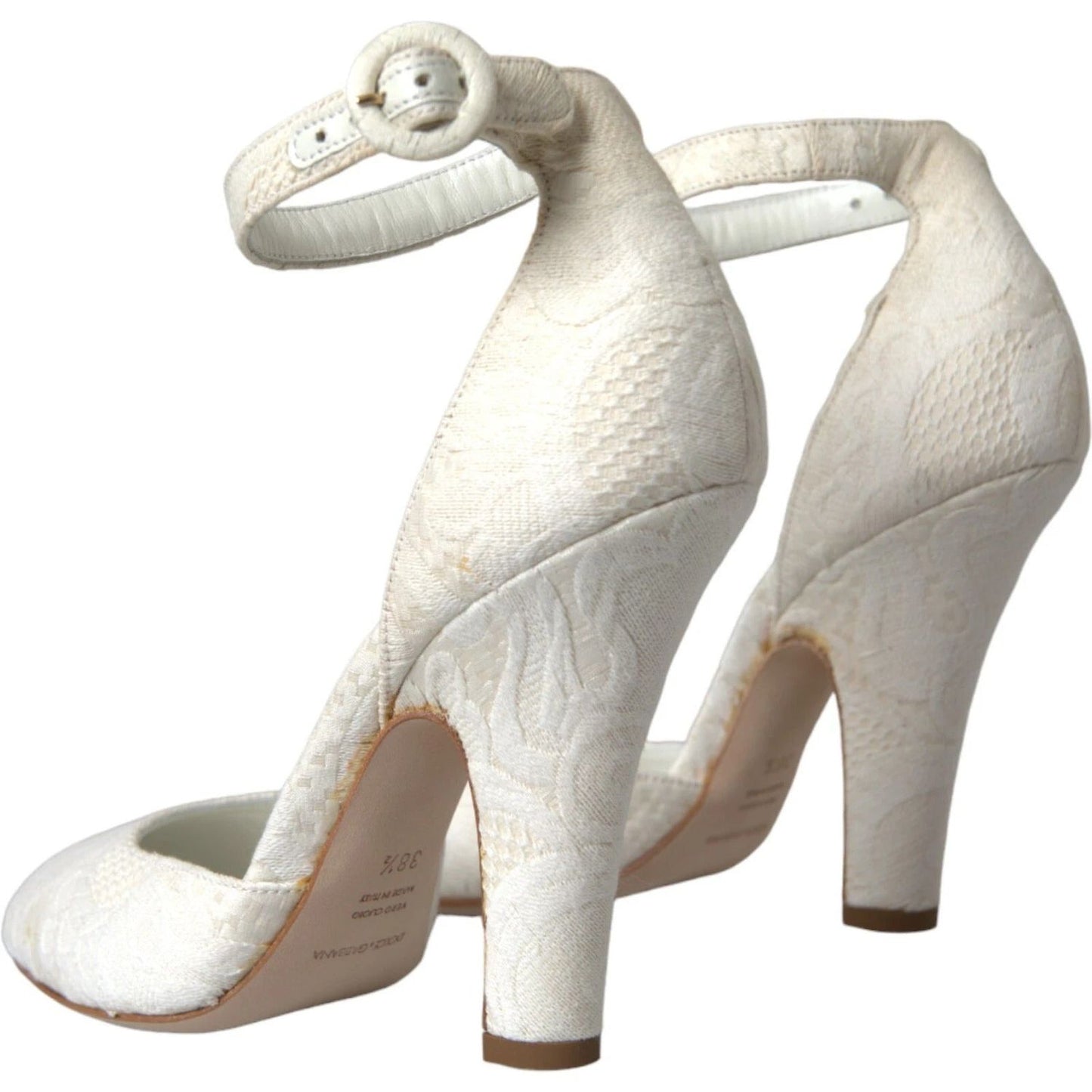 Dolce & Gabbana White Floral Jacquard Mary Janes Heels Pumps Shoes LA10788-38