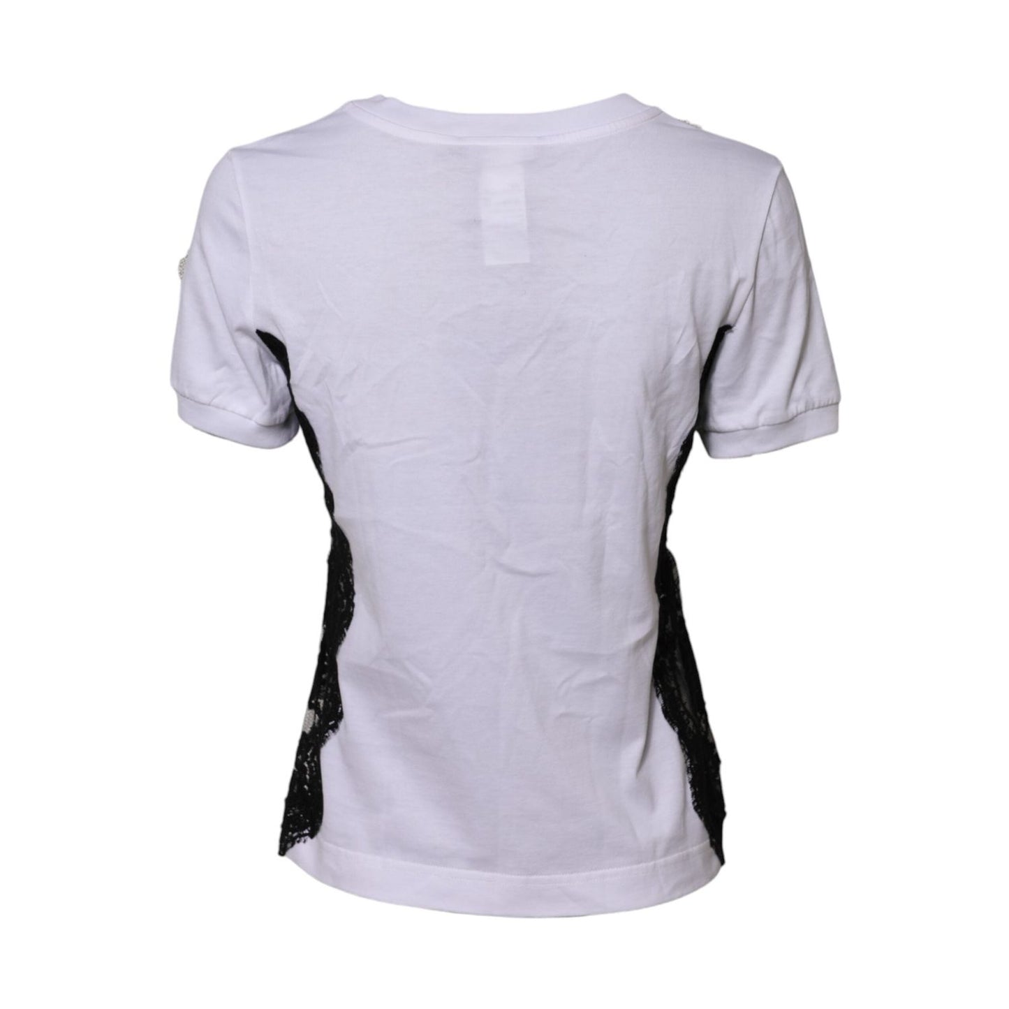 Dolce & Gabbana White Floral Lace DG Detailing Top T-shirt TSH90662-42