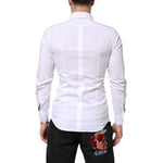 Dolce & Gabbana White GOLD Cotton Long Sleeves Dress Men Shirt TSH90819-38