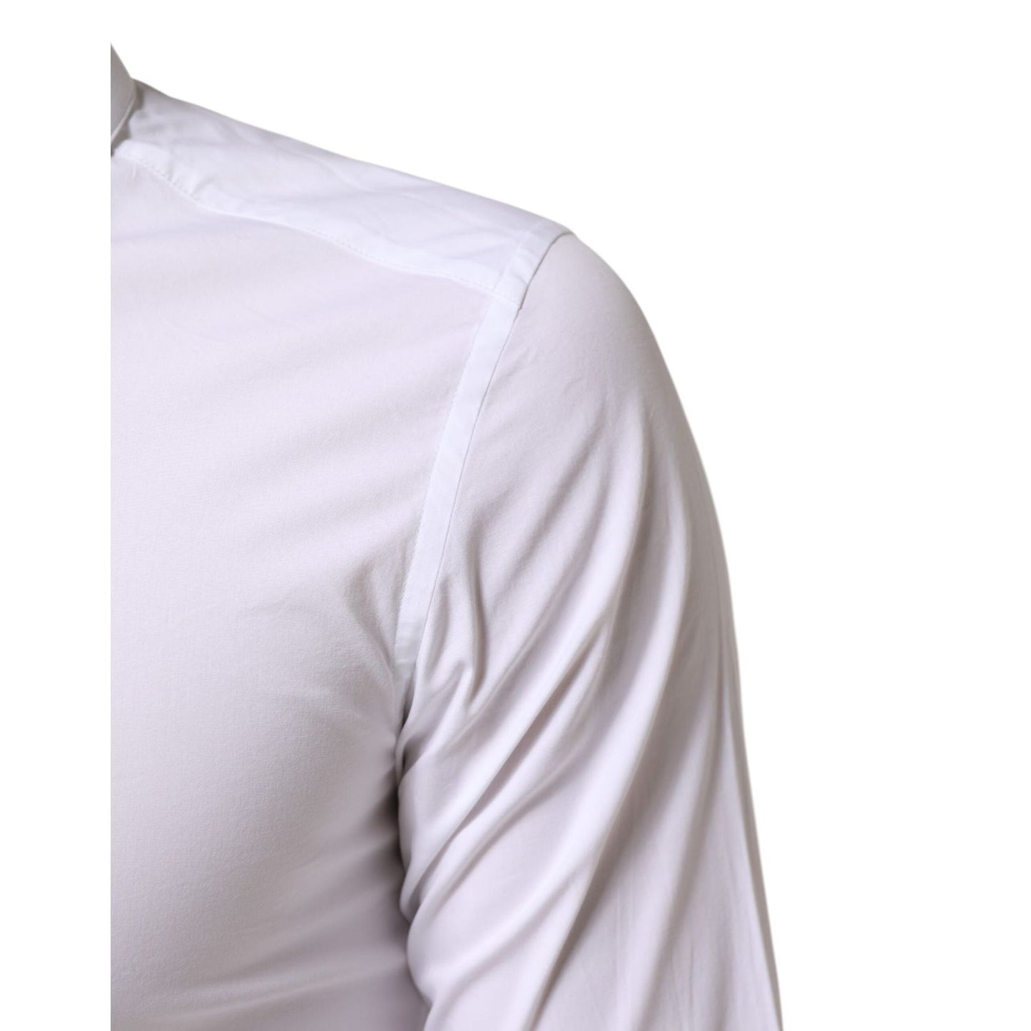 Dolce & Gabbana White GOLD Cotton Long Sleeves Dress Men Shirt TSH90819-38
