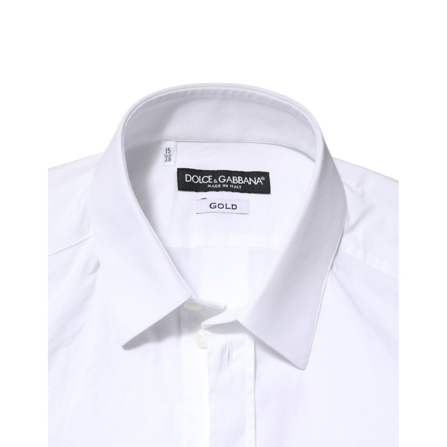 Dolce & Gabbana White GOLD Cotton Long Sleeves Dress Men Shirt TSH90819-38