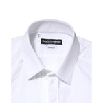 Dolce & Gabbana White GOLD Cotton Long Sleeves Dress Men Shirt TSH90819-38