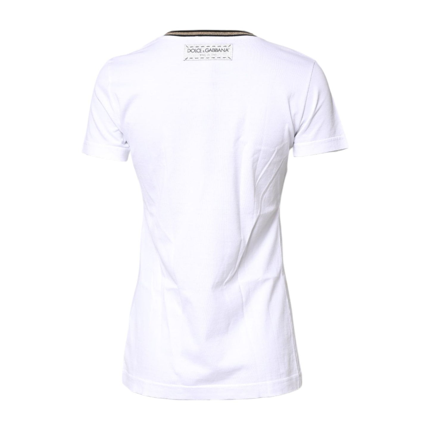 Dolce & Gabbana White Graphic Print Cotton Crew Neck T-shirt TSH87363-36