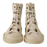 Dolce & Gabbana White Leather Lace Up Mens Boots MV4384-44