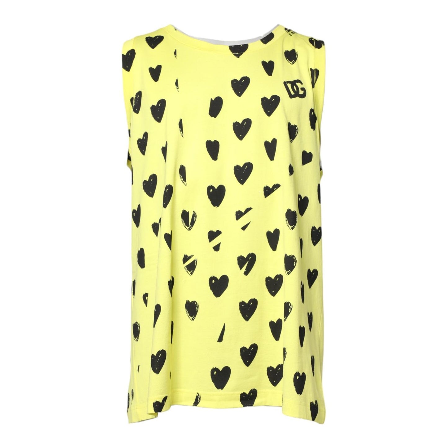 Dolce & Gabbana Yellow Cotton Sleeveless DG Heart T-shirt TSH90338-50