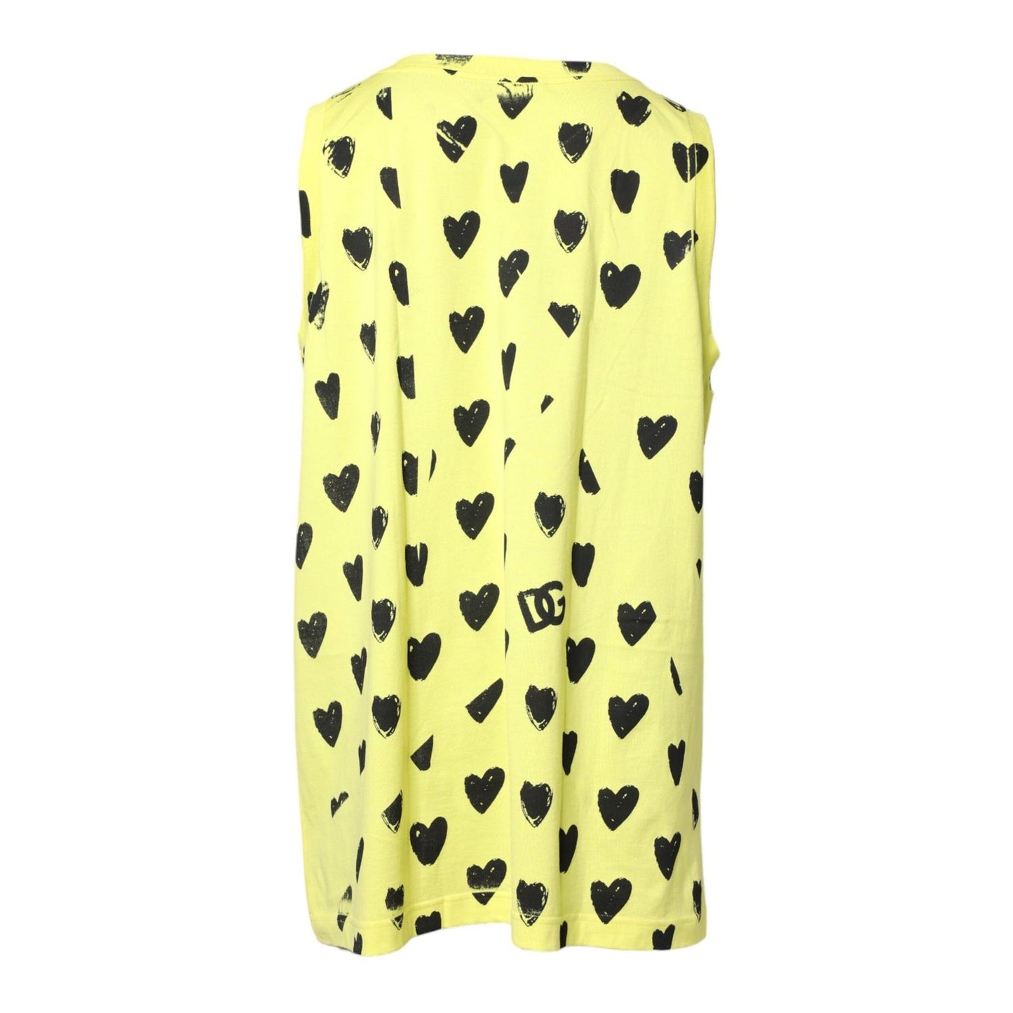 Dolce & Gabbana Yellow Cotton Sleeveless DG Heart T-shirt TSH90338-50