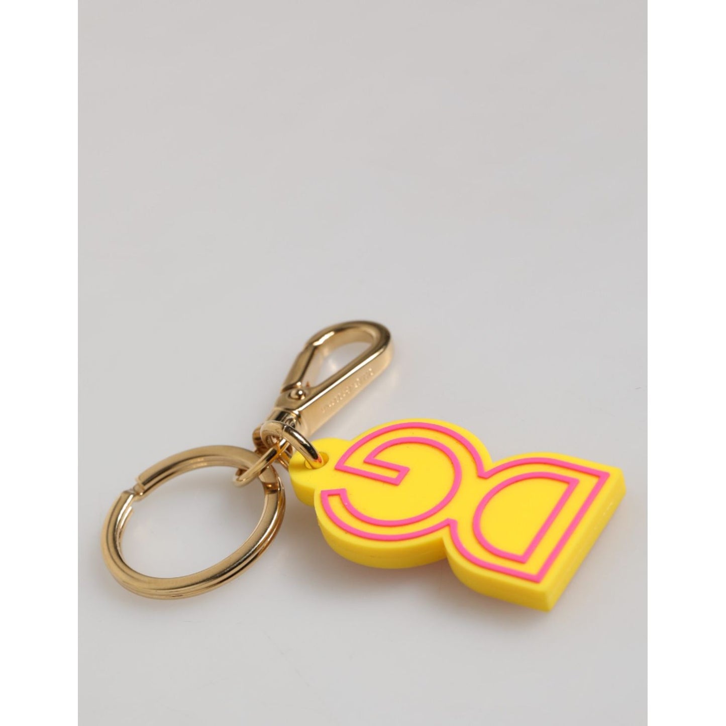 Dolce & Gabbana Yellow Rubber Gold Tone Metal DG Logo Keyring Keychain SMY11221