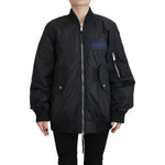 Dsquared² Black Logo Print Full Zip Women Bomber Jacket JKT3512-38