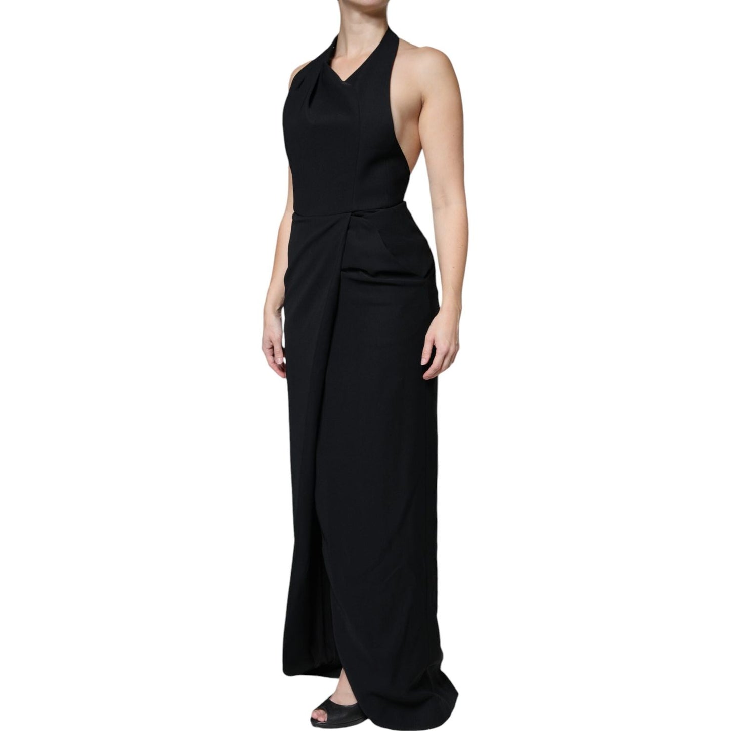 Emporio Armani Black Sleeveless Halter Sheath Long Gown Dress DR81474-44
