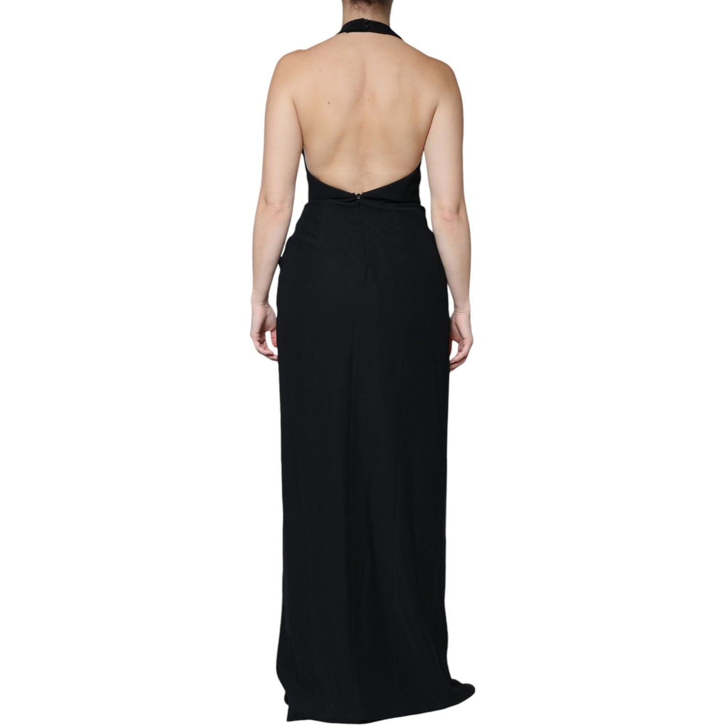 Emporio Armani Black Sleeveless Halter Sheath Long Gown Dress DR81474-44