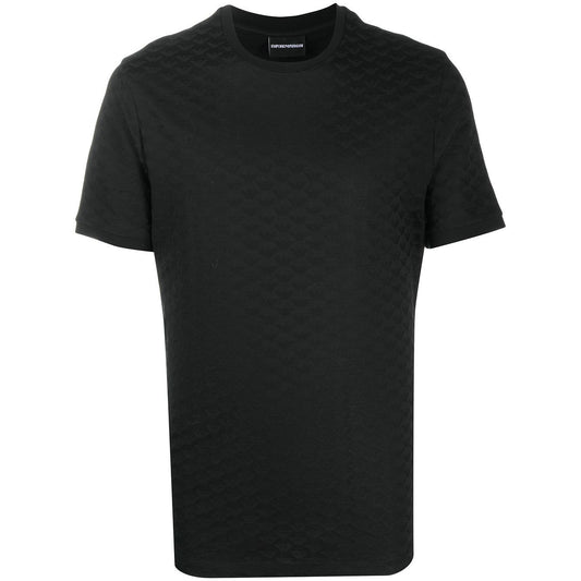 Emporio Armani Mercerised-jersey T-shirt with all-over jacquard eagle Topwear