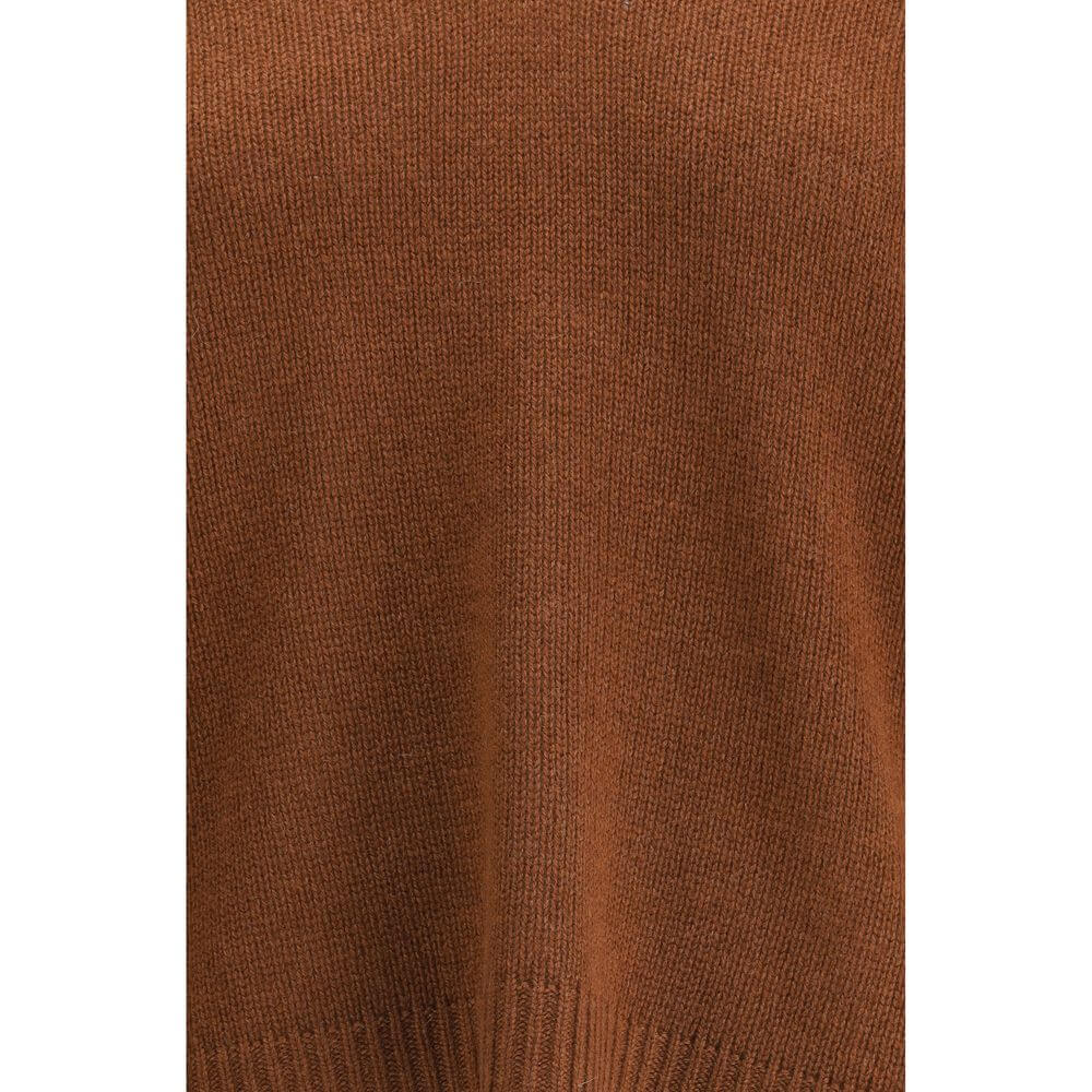Alt Tag: Fabiana Filippi Brown Cashmere Cashmere Sweater with ribbed V-neck, hem, and cuffs, showcasing elegance and comfort. Season: AW25.