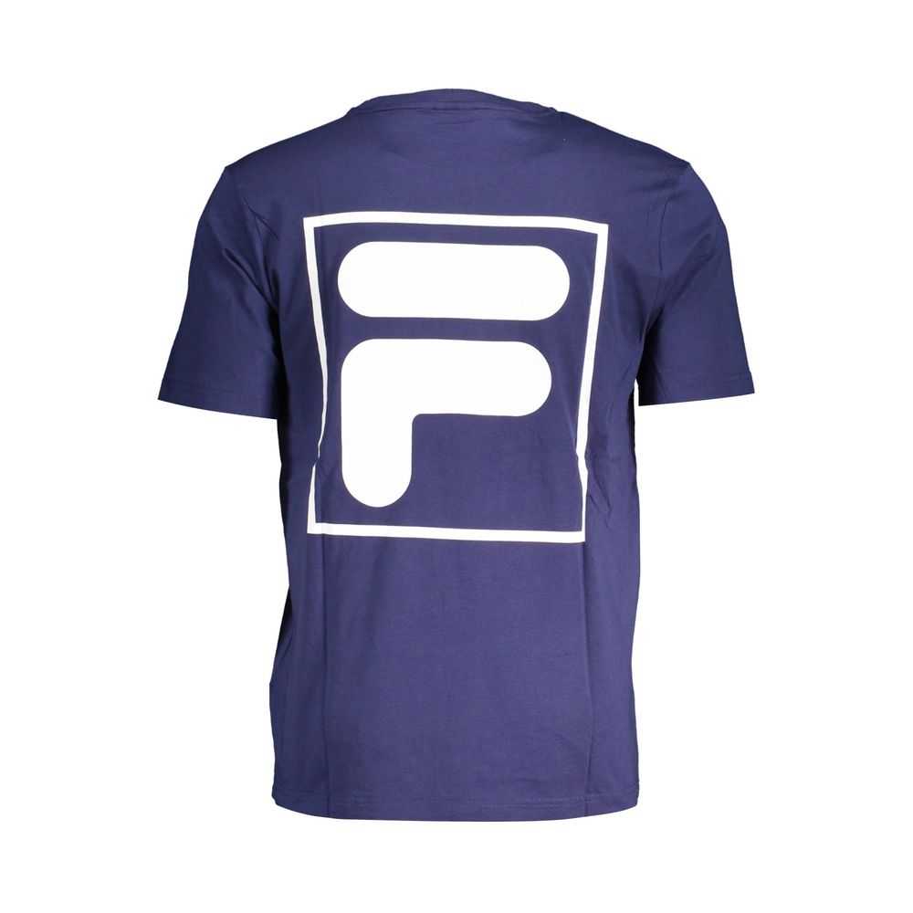 Fila Blue Cotton T-Shirt with short sleeves, crew neck, and printed logo on back view.