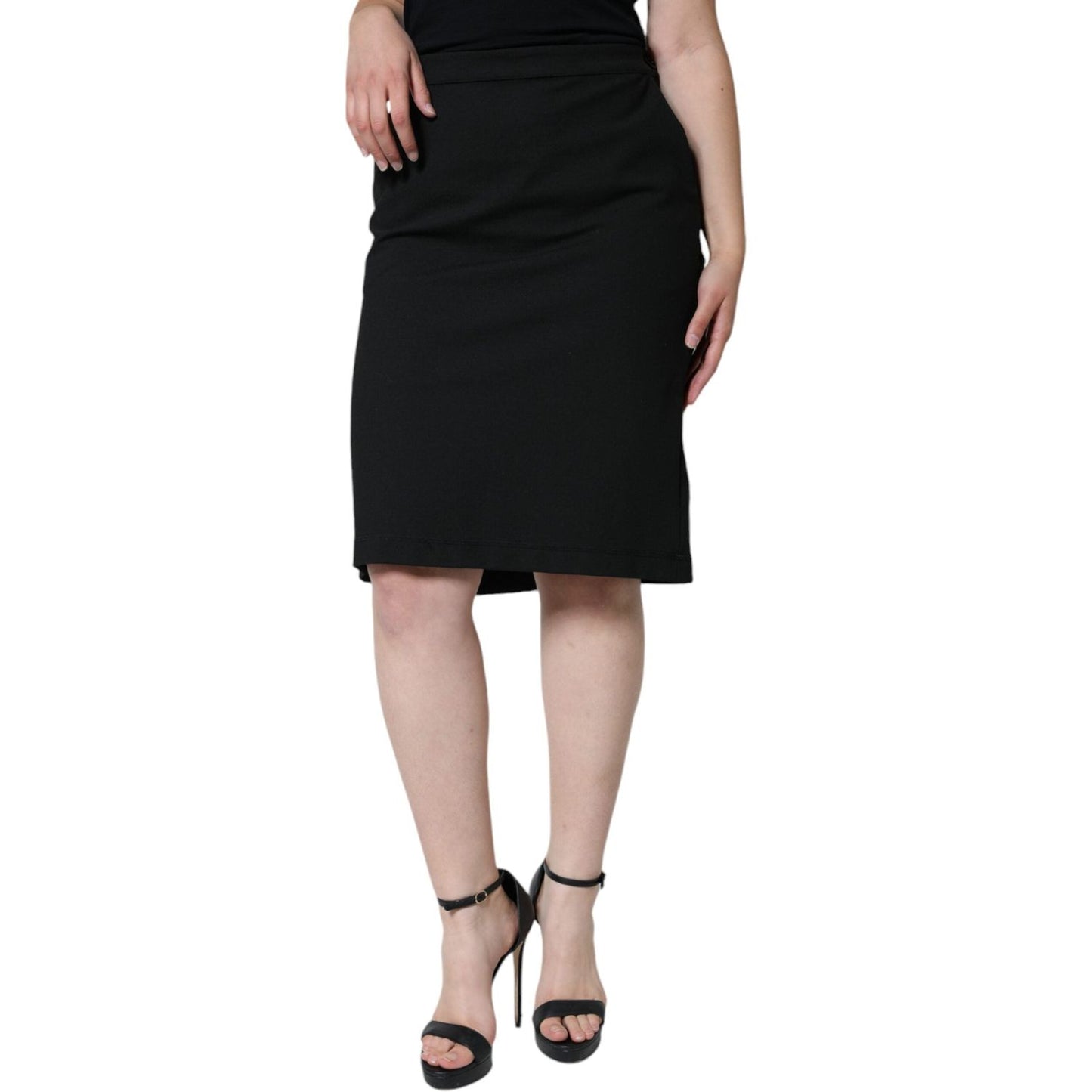 GF Ferre Black Straight Pencil Cut Knee Length Skirt SKI2025-46