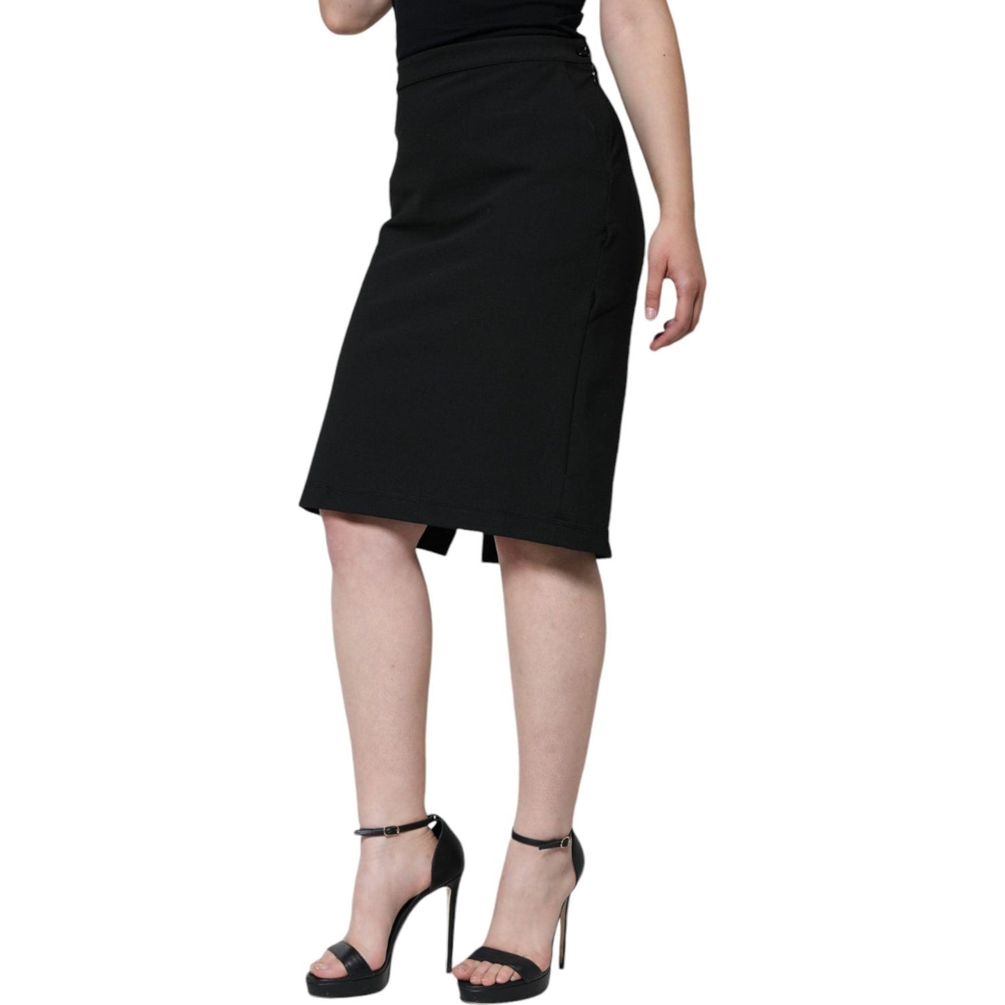 GF Ferre Black Straight Pencil Cut Knee Length Skirt SKI2025-46