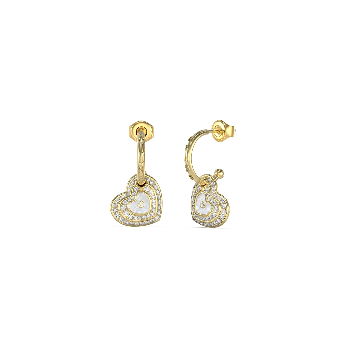 GUESS JEWELS JEWELRY Mod. JUBE04019JWYGWHT-U gold heart-shaped earrings with crystals